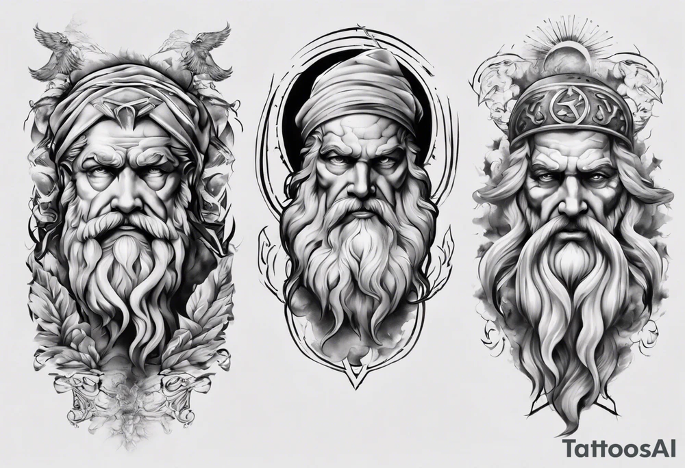 greek zeus sleeve tattoo idea