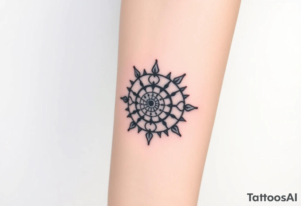Fibonacci sun spiral shell tattoo idea