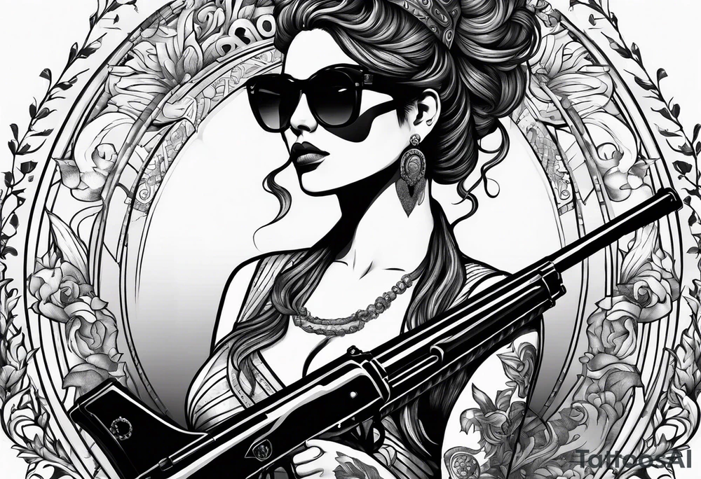 capricorn with sunglasses and shotgun tattoo idea