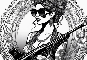 capricorn with sunglasses and shotgun tattoo idea