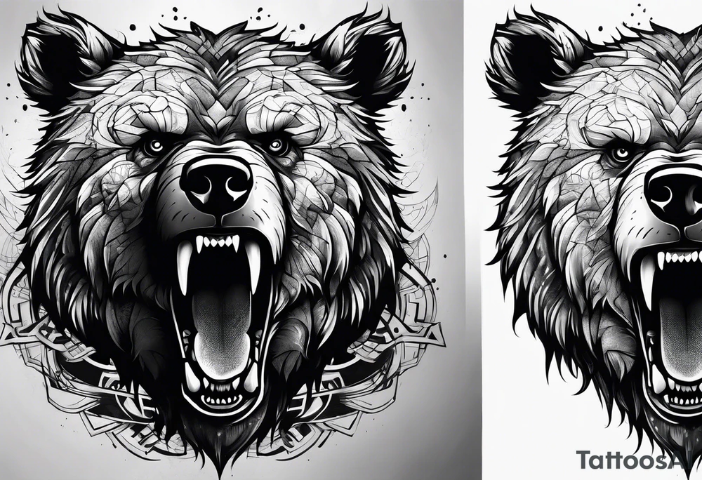 angry bear tattoo idea