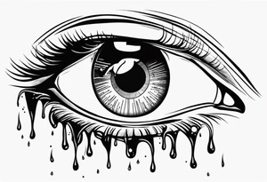 A realistic majestic human eye crying tears of blood tattoo idea