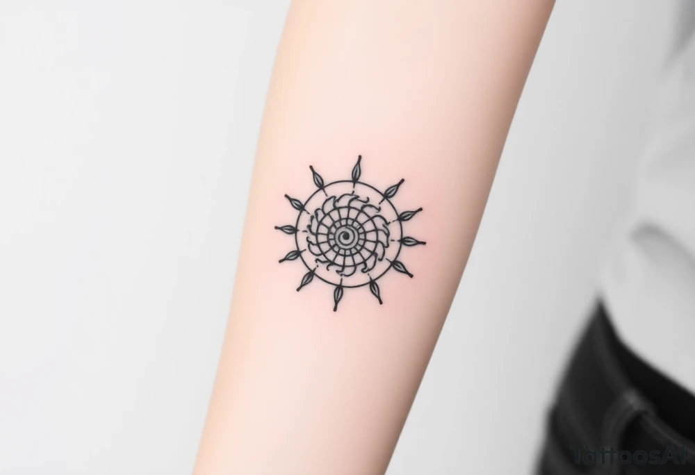 Fibonacci spiral shell sun tattoo idea