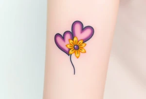 simple with Purple Hearts with yellow daisy. tattoo idea