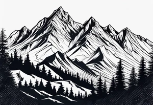 Mountain range silhouette chic tattoo idea