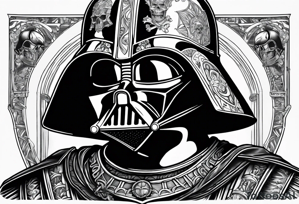 Darth Vader in Roman gladiator style with skulls tattoo idea