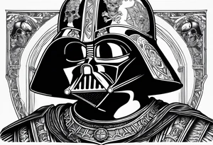 Darth Vader in Roman gladiator style with skulls tattoo idea