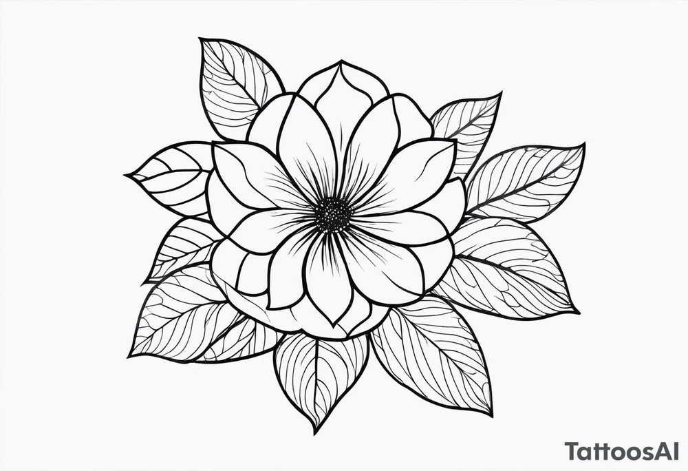 Design a minimalist floral tattoo featuring a single, graceful flower with intricate petal details in black ink tattoo idea