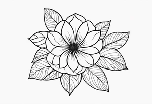 Design a minimalist floral tattoo featuring a single, graceful flower with intricate petal details in black ink tattoo idea