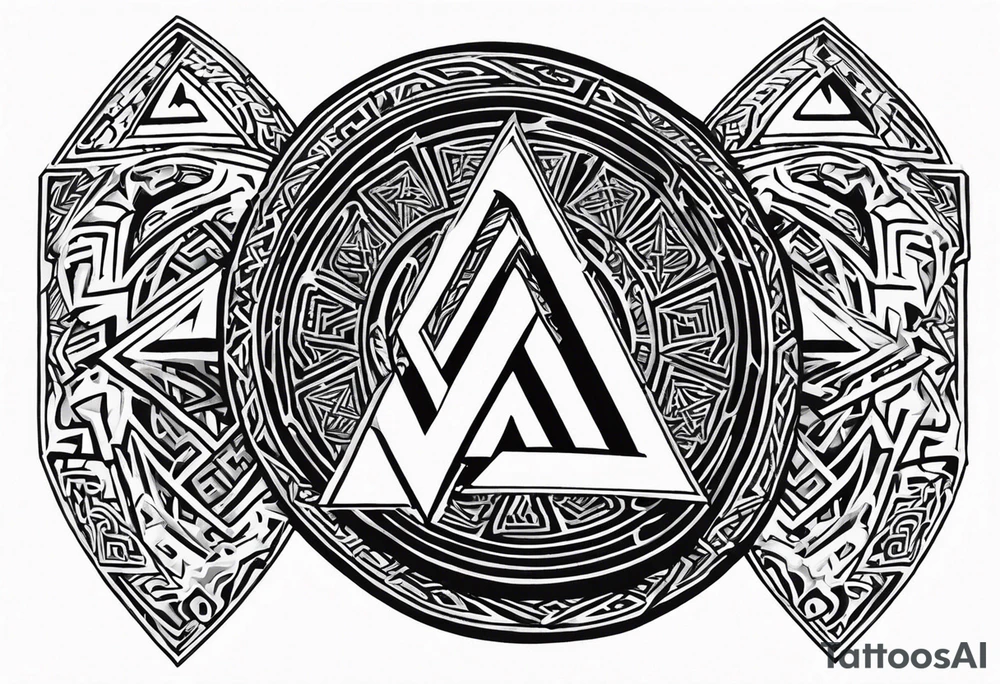 Valhalla valknut battle shield tattoo idea