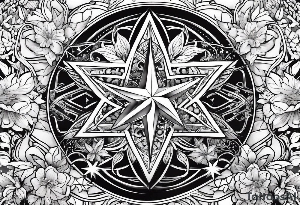 whimsical star and willow tattoo idea