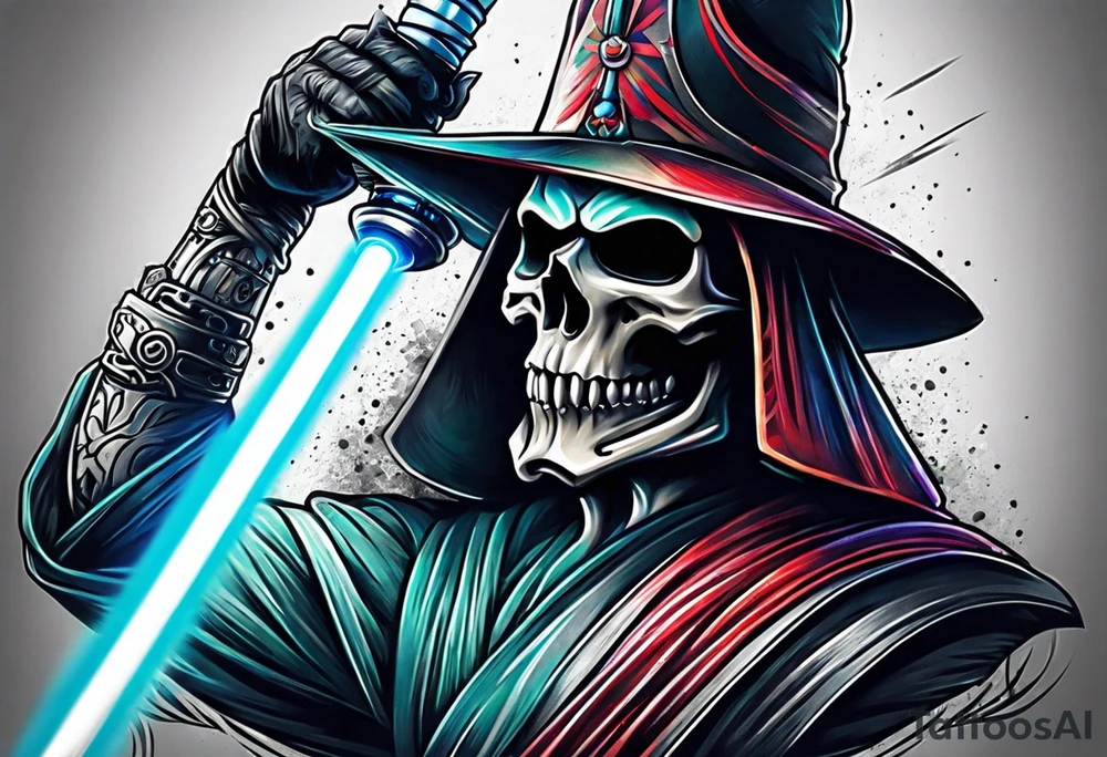 Light saber skull tattoo idea