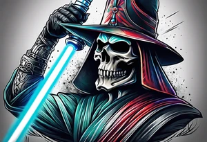 Light saber skull tattoo idea