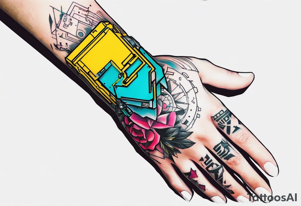 cyberpunk 2077, hand tattoo, tattoo idea