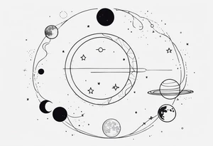 Fine line snake, lunar moon phases, constellations tattoo idea