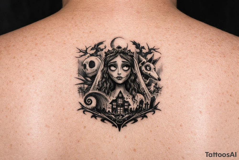 Un tattoo féminin, inspiré des classiques de Tim Burton tattoo idea