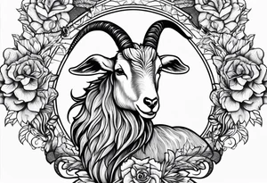 Image of a goat combined with a Snake. The 2 pairs of horns are the snake. tattoo idea