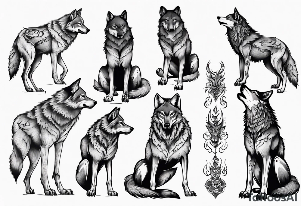 wolf on its hind legs tattoo idea