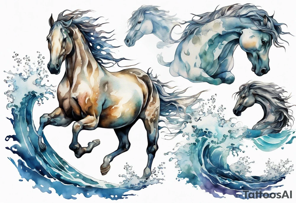 a water horse emerging from the sea tattoo idea