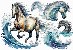 a water horse emerging from the sea tattoo idea