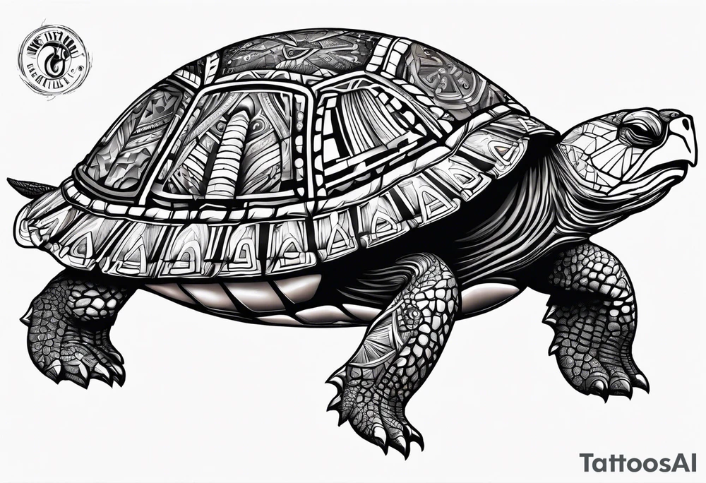 native american turtle with the name sam incorporated into thje shell design tattoo idea