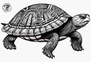 native american turtle with the name sam incorporated into thje shell design tattoo idea