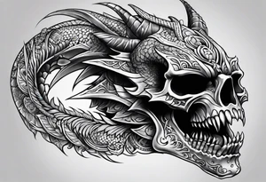 Dragon mexican skull full body tattoo idea