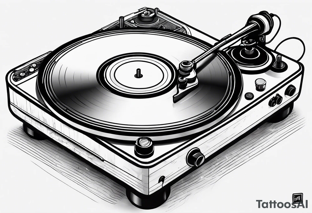 Recordplayer finline art minimalistic oneline throwup tattoo idea