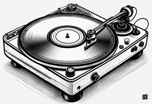 Recordplayer finline art minimalistic oneline throwup tattoo idea