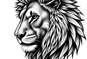 Close up majestic lion with. Side should show change, growth and purpose tattoo idea