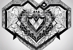 hexagon chest heart tattoo idea