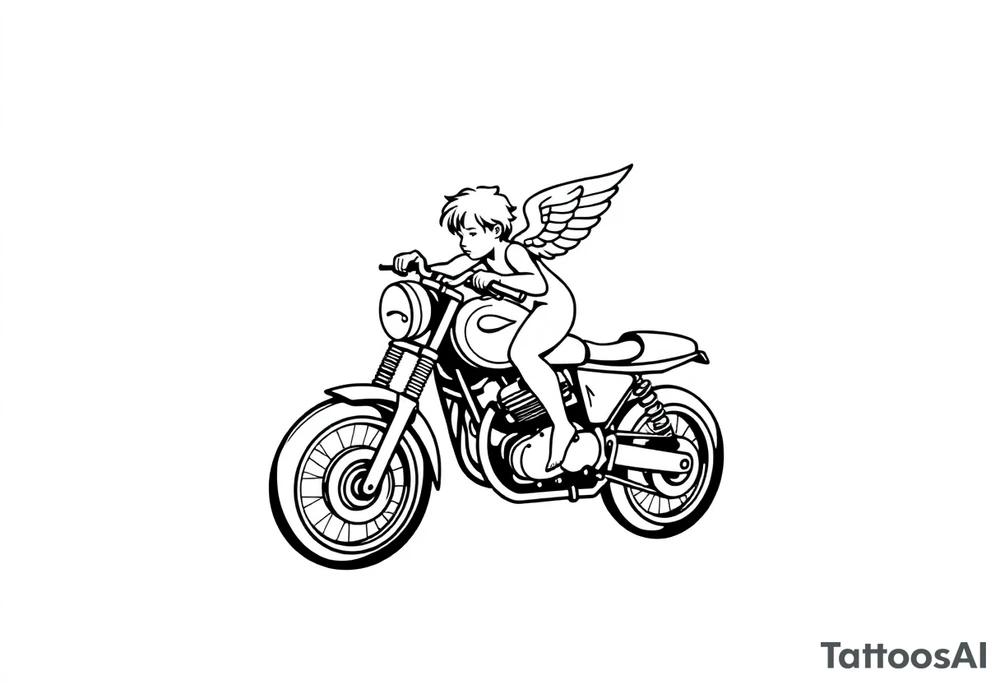 cherub on motorcycle tattoo idea