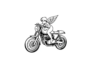 cherub on motorcycle tattoo idea