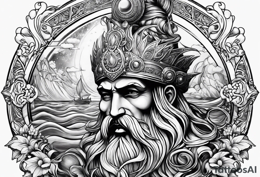 Neptun mit Wasser tattoo idea