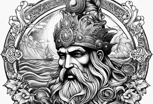 Neptun mit Wasser tattoo idea