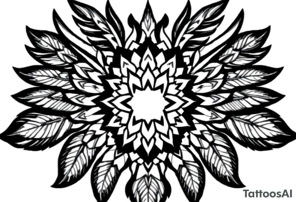 spiritual feathers indian mandala shaman rune tattoo idea