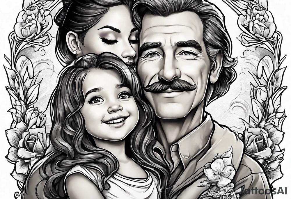 tall man holding little girl, in memory of Drew tattoo idea