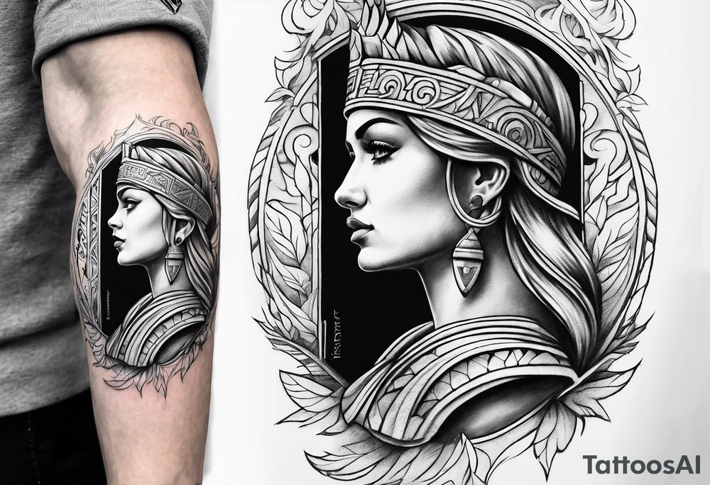 roman inspired half sleeve tattoo idea