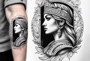 roman inspired half sleeve tattoo idea