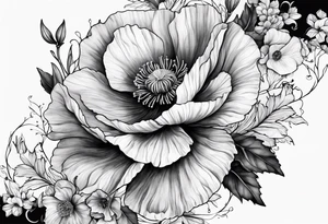 Poppy and larkspur tattoo idea