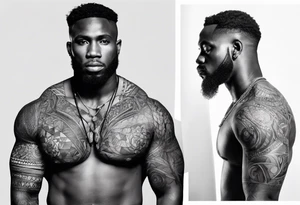 african, bird , arm sleeve tattoo idea