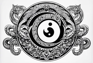 aztec snake yin yang tattoo idea