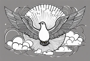 doves and sunrays across the clouds tattoo idea