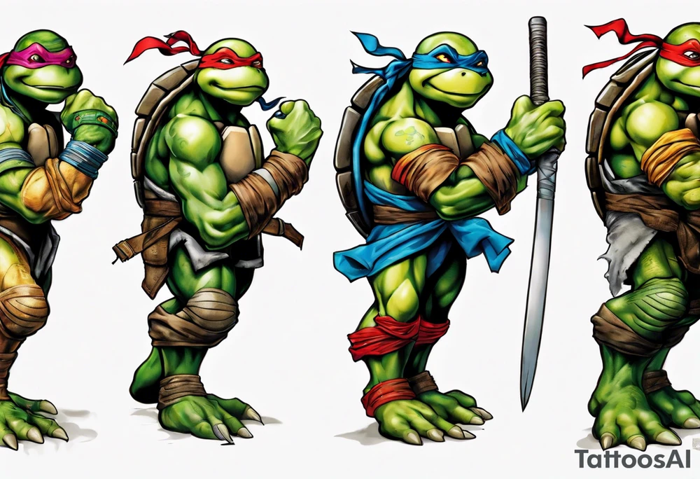 teenage mutant ninja turtles arm sleeve tattoo idea