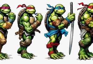 teenage mutant ninja turtles arm sleeve tattoo idea