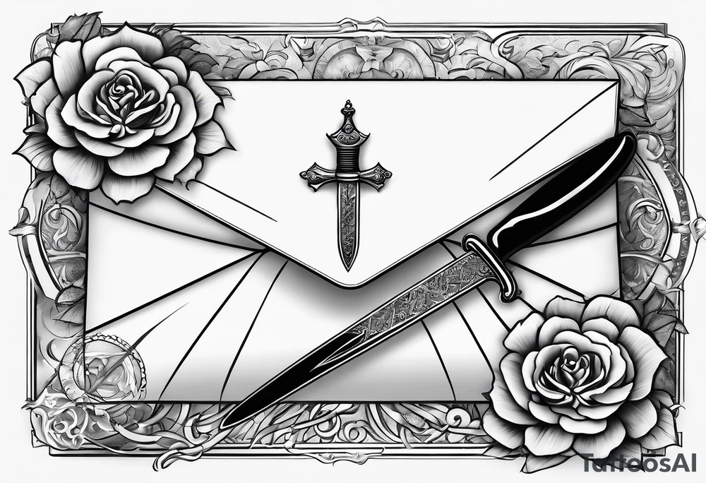 envelope with wax stamp with letter opener on top tattoo idea