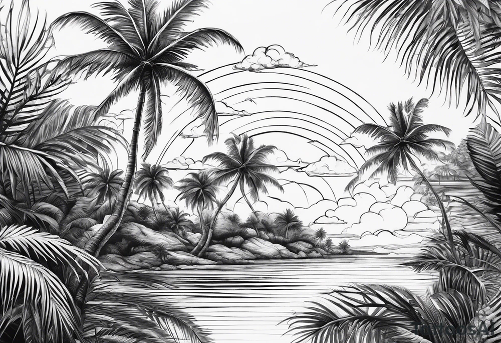 palm tree but switch leaves with human palms tattoo idea