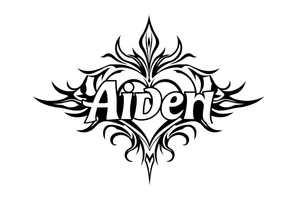 The name Aiden with a love heart tattoo idea