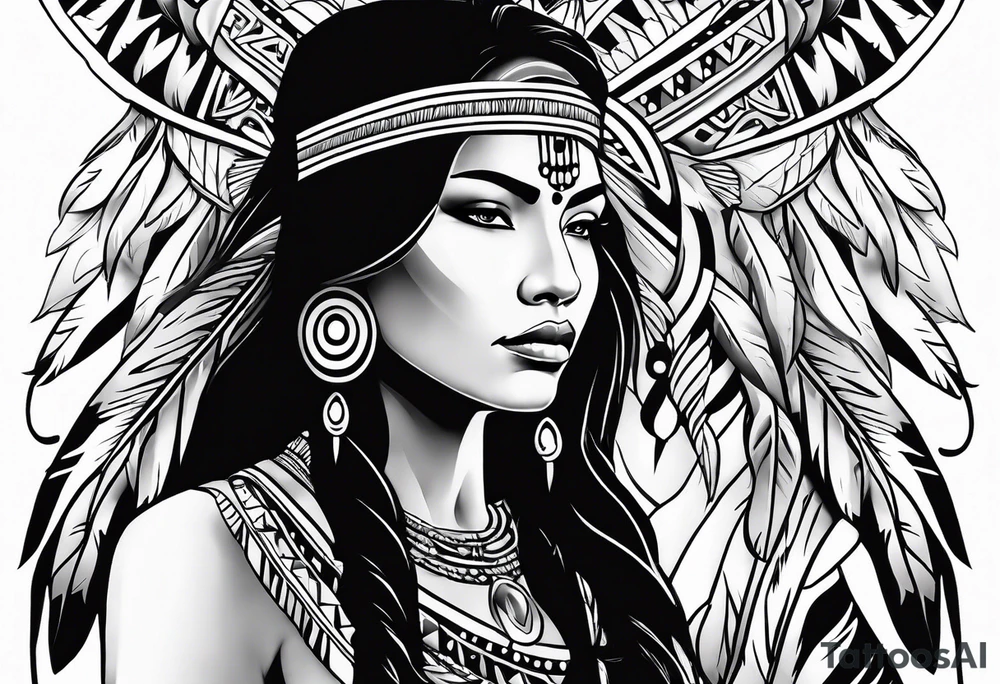 Native American woman spirit tattoo idea