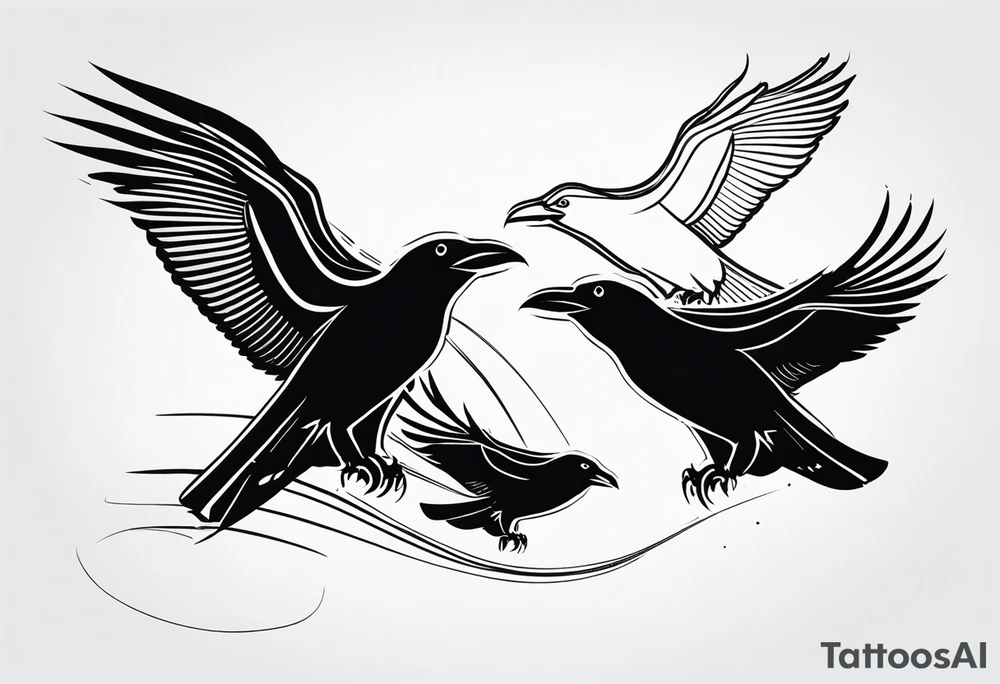 4 ravens flying tattoo idea
